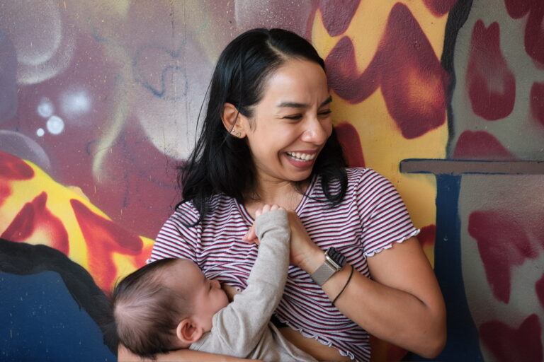 Annabelle Johnson breastfeeding baby daughter