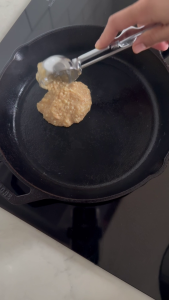 Banana Tofu Pancakes 4 - Ladle into pan